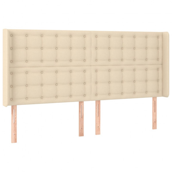 Cabeceira de cama c/ abas tecido 203x16x118/128 cm creme M 2