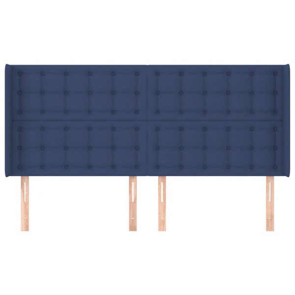 Cabeceira de cama c/ abas tecido 203x16x118/128 cm azul M 3