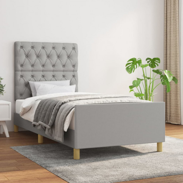 Estructura de cama con cabecero de tela gris claro 80x200 cm D