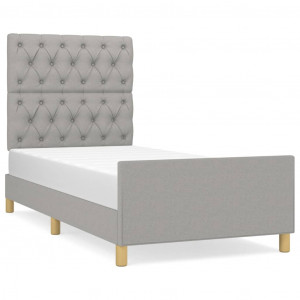 Estrutura de cama sem colchão 80x200 cm tecido cinzento-claro H
