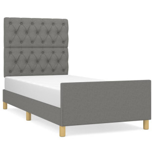 Estructura de cama con cabecero de tela gris oscuro 80x200 cm H