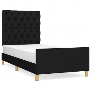 Estructura de cama con cabecero de tela negro 80x200 cm H