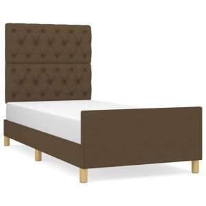 Estrutura de cama sem colchão 80x200 cm tecido castanho-escuro H