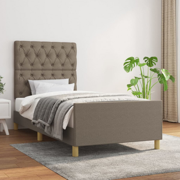 Estructura de cama con cabecero de tela gris taupe 80x200 cm D