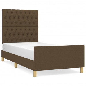 Estrutura de cama sem colchão 90x190 cm tecido castanho-escuro H