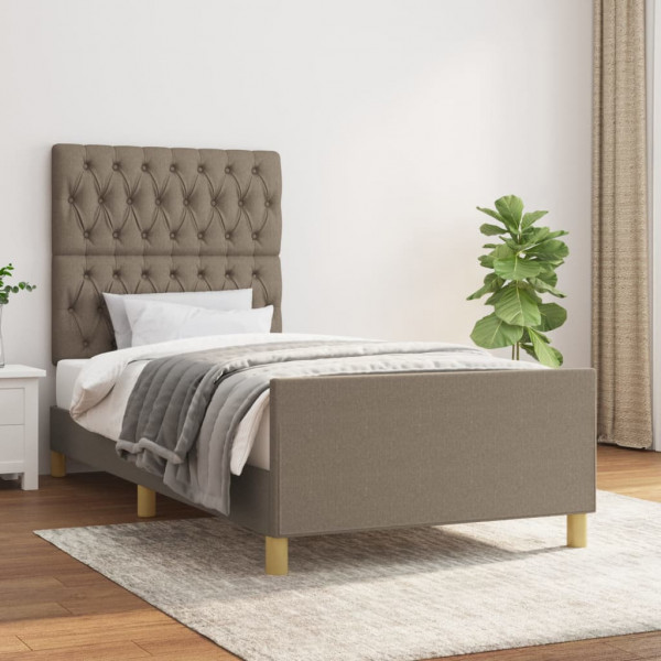 Estructura de cama con cabecero de tela gris taupe 90x190 cm D