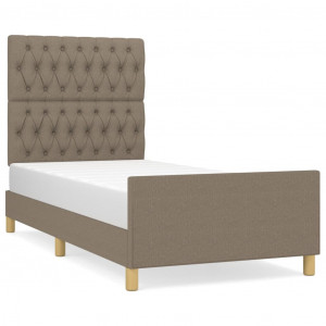 Estructura de cama con cabecero de tela gris taupe 90x190 cm H