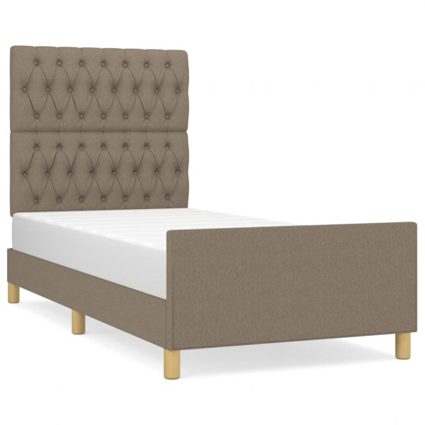 Estructura de cama con cabecero de tela gris taupe 90x200 cm M 2