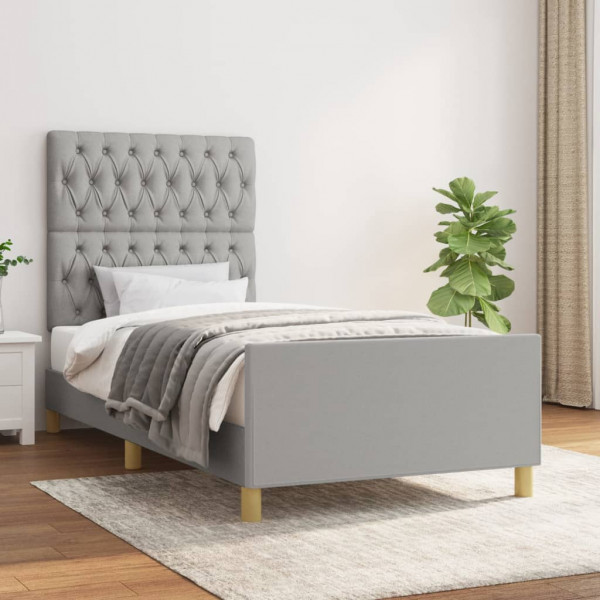 Estructura de cama con cabecero de tela gris claro 100x200 cm D