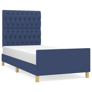Estrutura de cama sem colchão 100x200 cm tecido azul H
