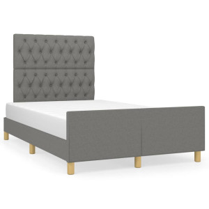 Estrutura de cama sem colchão 120x200 cm tecido cinzento-escuro H