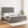 Estructura de cama con cabecero de tela gris oscuro 140x190 cm 1