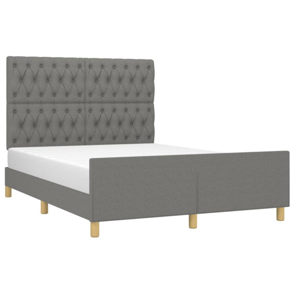Estrutura de cama sem colchão 140x190 cm tecido cinzento-escuro M 3