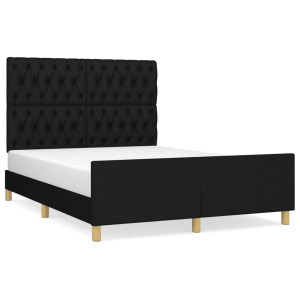 Estrutura de cama sem colchão 140x190 cm tecido preto H