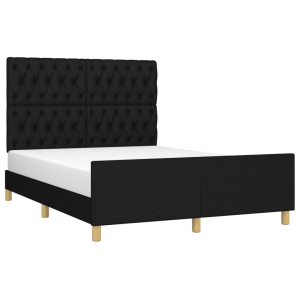 Estructura de cama con cabecero de tela negro 140x190 cm M 3