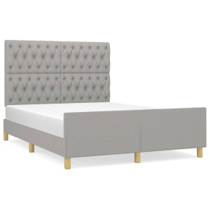Estrutura de cama sem colchão 140x200 cm tecido cinzento-claro H