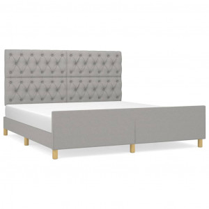 Estrutura de cama sem colchão 160x200 cm tecido cinzento-claro H
