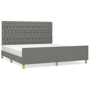 Estrutura de cama sem colchão 180x200 cm tecido cinzento-escuro H