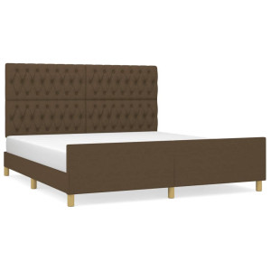 Estrutura de cama sem colchão 180x200 cm tecido castanho-escuro H