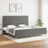 Estrutura cama com cabeceira 200x200 cm tecido cinzento-escuro 1