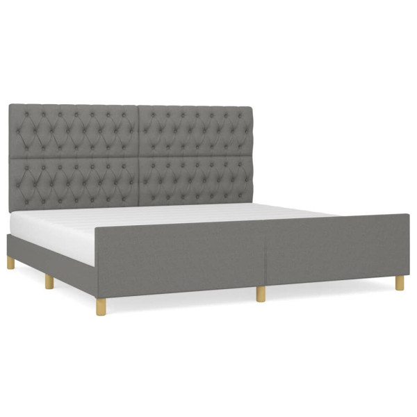 Estructura de cama con cabecero tela gris oscuro 200x200 cm M 2