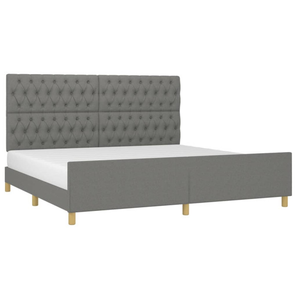 Estrutura cama com cabeceira 200x200 cm tecido cinzento-escuro M 3