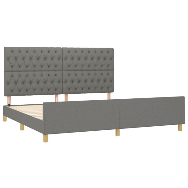 Estructura de cama con cabecero tela gris oscuro 200x200 cm M 4