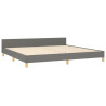 Estrutura cama com cabeceira 200x200 cm tecido cinzento-escuro 5