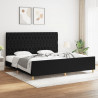 Estructura de cama con cabecero de tela negro 200x200 cm 1