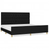 Estrutura de cama com cabeceira 200x200 cm tecido preto 2