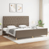 Estructura de cama con cabecero de tela gris taupe 200x200 cm 1