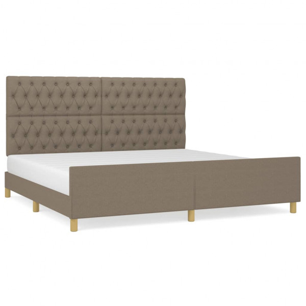 Estructura de cama con cabecero de tela gris taupe 200x200 cm M 2