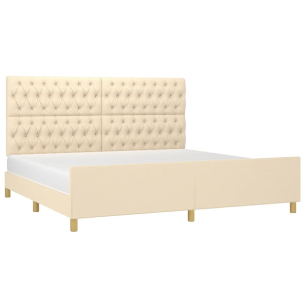 Estrutura de cama com cabeceira 200x200 cm tecido cor creme M 3