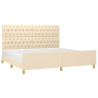 Estrutura de cama com cabeceira 200x200 cm tecido cor creme 3