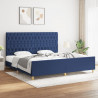 Estrutura de cama com cabeceira 200x200 cm tecido azul 1