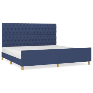 Estrutura de cama com cabeceira 200x200 cm tecido azul H