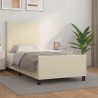 Estrutura de cama com cabeceira couro sintético creme 80x200 cm 1