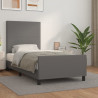 Estructura de cama con cabecero cuero sintético gris 80x200 cm 1