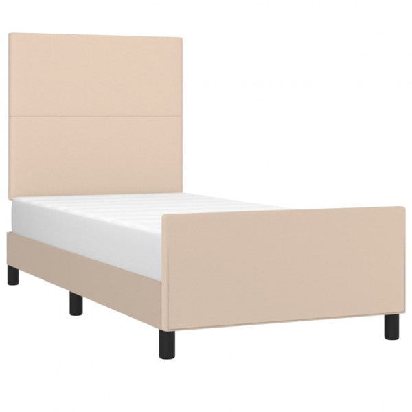 Estructura de cama cabecero cuero sintético capuchino 80x200cm M 3