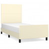Estrutura de cama c/ cabeceira couro artificial 90x190 cm creme 2