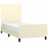 Estrutura de cama c/ cabeceira couro artificial 90x190 cm creme 3