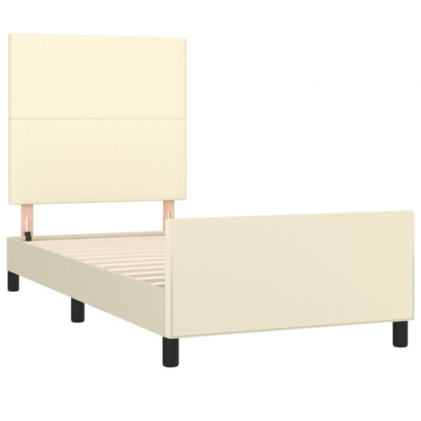 Estructura de cama con cabecero cuero sintético crema 90x190 cm M 4