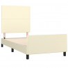 Estrutura de cama c/ cabeceira couro artificial 90x190 cm creme 4