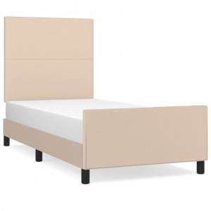 Estructura de cama cabecero cuero sintético capuchino 90x190 cm H