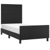 Estructura de cama con cabecero cuero sintético negro 90x200 cm 3