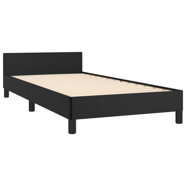 Estructura de cama con cabecero cuero sintético negro 90x200 cm M 5