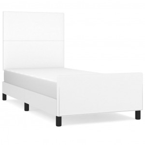 Estrutura cama c/ cabeceira 100x200 cm couro artificial branco H