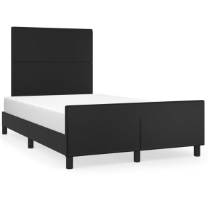 Estrutura de cama c/ cabeceira 120x200cm couro artificial preto H