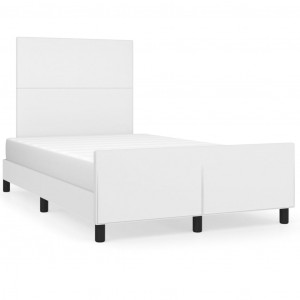 Estructura de cama cabecero cuero sintético blanco 120x200 cm H