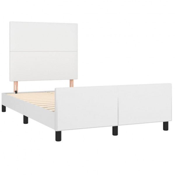 Estructura de cama cabecero cuero sintético blanco 120x200 cm M 4